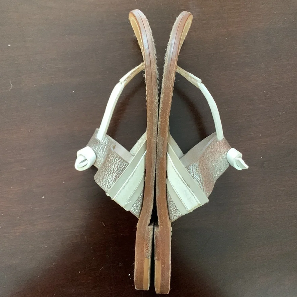 rag & bone Knotted White & Silver Sandals Size 7.5 (37.5) Neutral Metalic